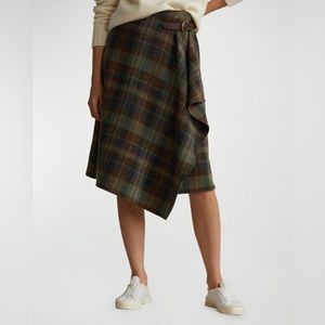 Buckle detail plaid skirt